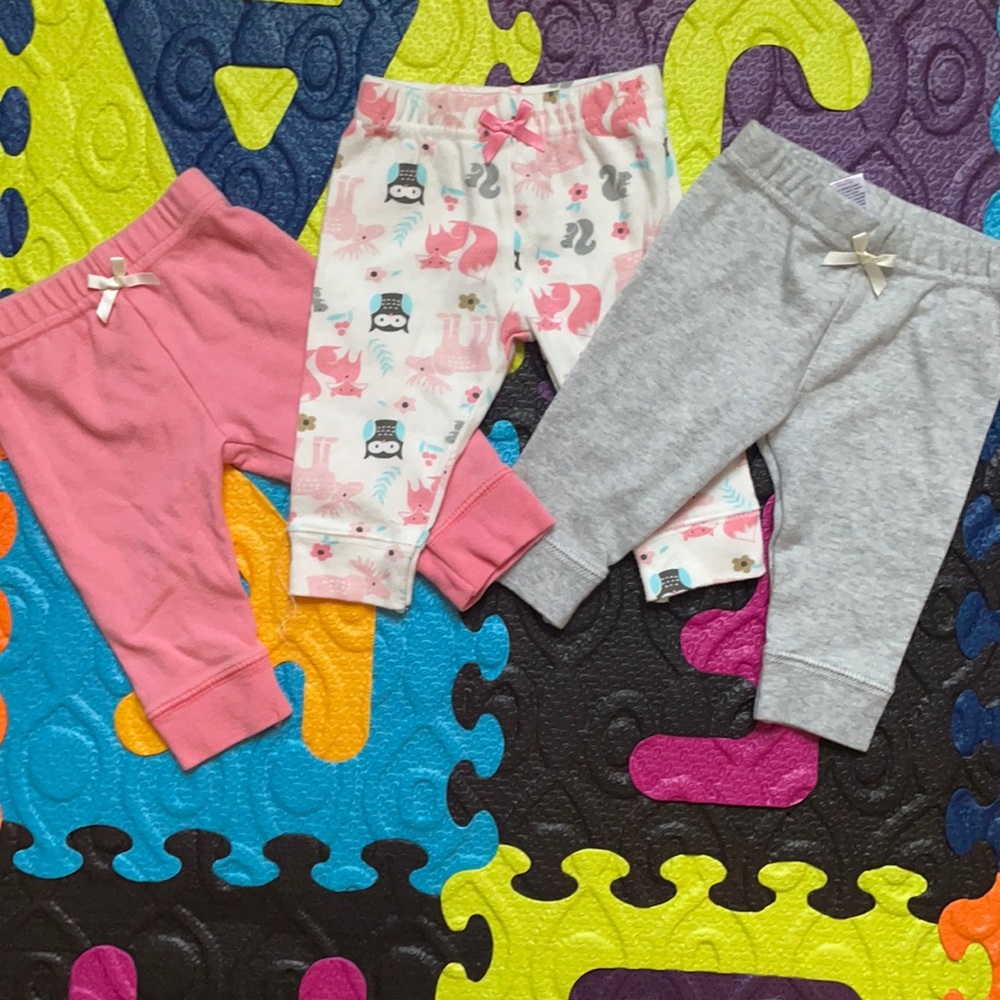 3 pairs of 0-3 mo sweatpants